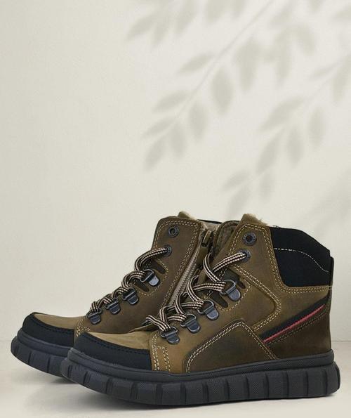 Hakiki Deri Kum Rengi Fermuarlı Erkek Çocuk Bot