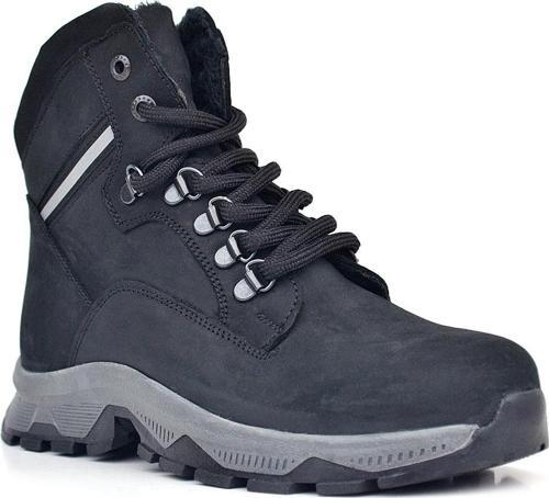 Hakiki Deri Siyah Süet Bağcıklı Fermuarlı Trekking Çocuk Bot