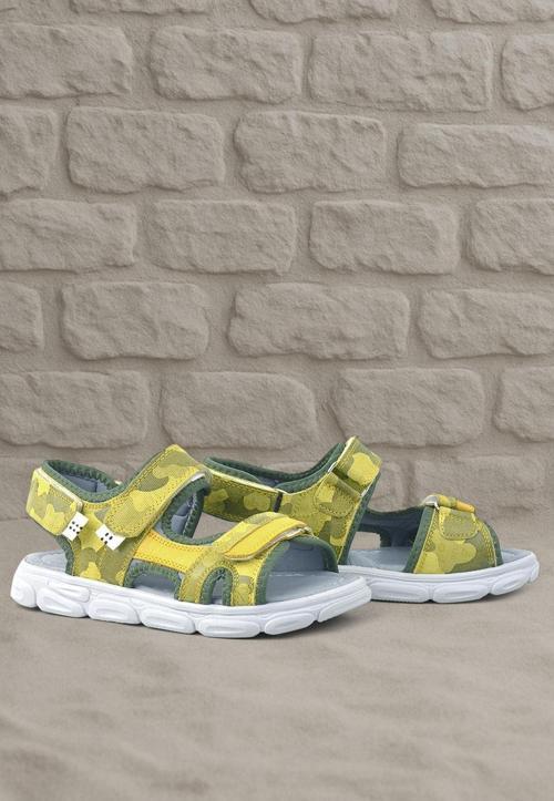 Wisps Hakiki Deri Yeşil Kamuflaj Çocuk Sandalet