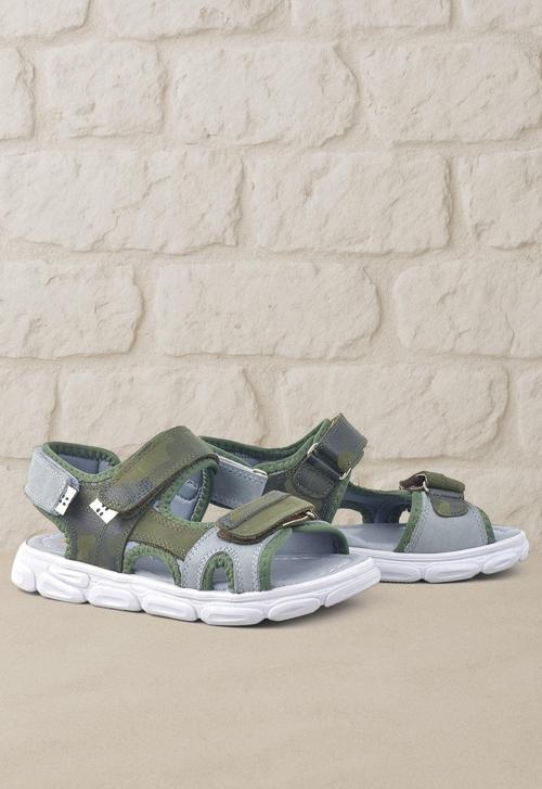 Wisps Hakiki Deri Haki Kamuflaj Çocuk Sandalet
