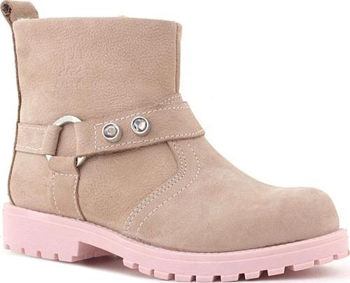 Chiron Hakiki Deri Pembe Fermuarlı Taşlı Kız Çocuk Bot