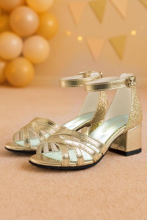 Belle Gold Kalın Topuklu Kız Çocuk Abiye Ayakkabı