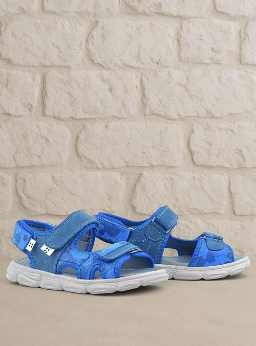 Wisps Hakiki Deri Mavi Kamuflaj Çocuk Sandalet