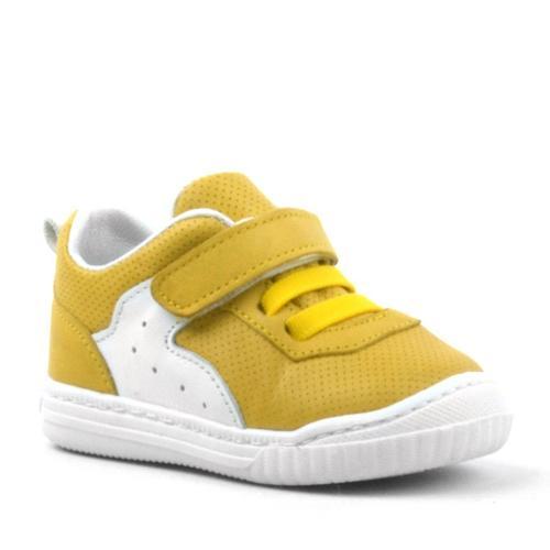 Pup Hakiki Deri Sarı Cırtlı Lastikli Bebek Sneaker