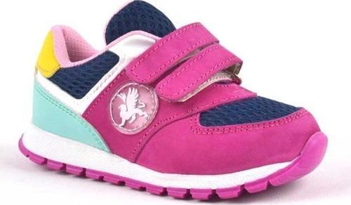 Hakiki Deri Fuşya Pembe Cırtlı Kız Bebek Spor Ayakkabı