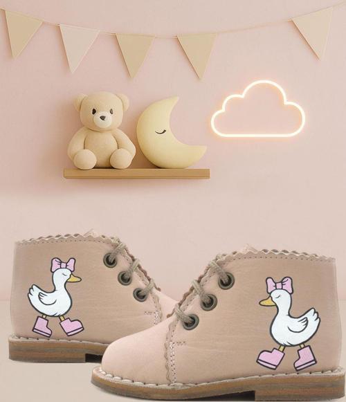 Tbons Özel Tasarım Handmade Hakiki Deri Pudra Kız Bebek Bot