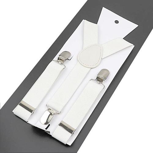 Beyaz Düz 3 Klipsli Elastik Çocuk Kemer Pantolon Askısı