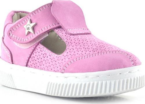 Bheem Hakiki Deri Pembe Cırtlı Yıldız Detaylı Bebek Sandalet