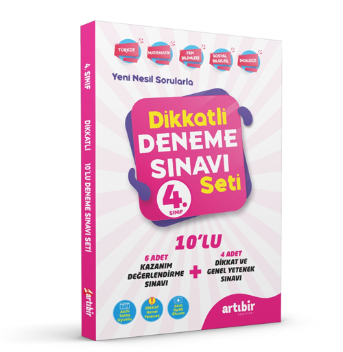 Artıbir Yayınları 4. Sınıf Dikkatli Deneme Sınavı Seti 0922