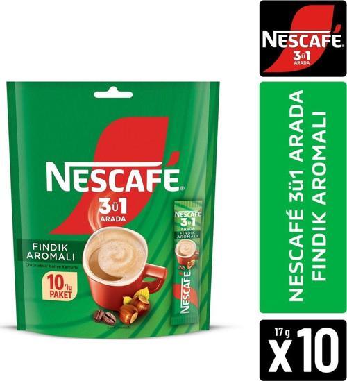 3ü1 Arada Fındık Aromalı Çözünebilir Kahve 17g 10'lu Paket
