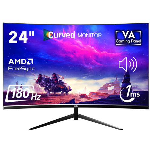 Oblivion CZ238F180 24" FHD 180Hz Curved Frameless Monitor, 178/178,230cd/Curved R1500,2XHDMI+DP+Speaker, with DP cable, VA  panel