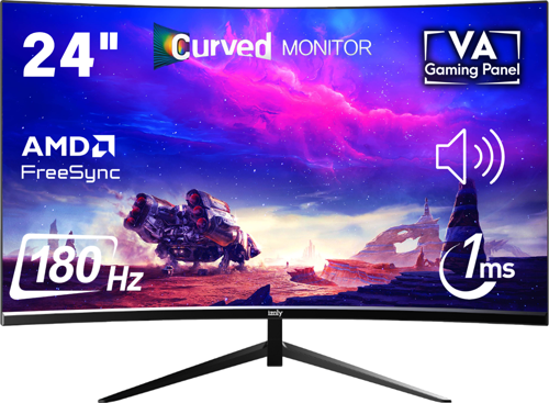 Oblivion CZ238F180 24" FHD 180Hz Curved Frameless Monitor, 178/178,230cd/Curved R1500,2XHDMI+DP+Speaker, with DP cable, VA  panel