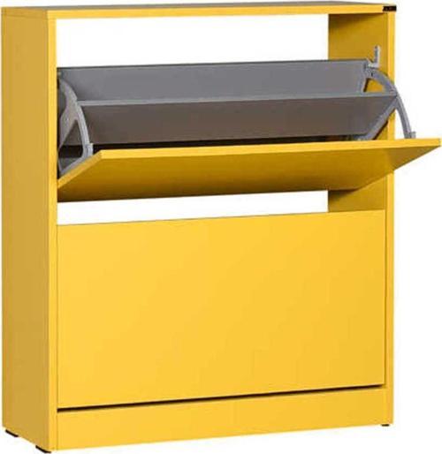 Flat Duo 2 Katlı Geniş Ayakkabılık Dolabı - Hardal