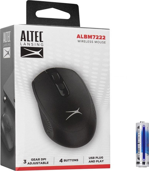 TEKNOTEG - RSR - Altec Lansing Albm7222, Siyah, 2.4ghz Usb, 1200dpı, Kablosuz Optik Mouse