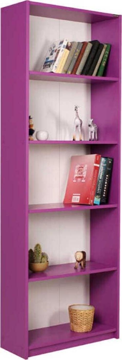 Modern 5 Raflı Kitaplık - Mor