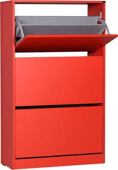 Flat Duo 3 Katlı Geniş Ayakkabılık-kırmızı 73x119x26 Cm (gxyxd)