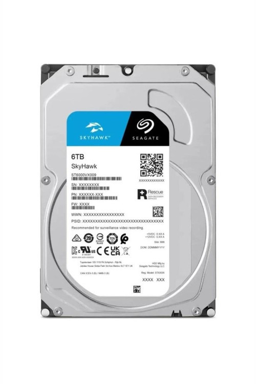 TEKNOTEG - RSR - Seagate Skyhawk, St6000vx009, 3.5", 6tb, 256mb, 5400rpm, Güvenlik, Hdd