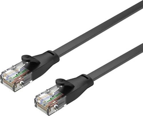 TEKNOTEG - OX - Unıtek Cat6 Patch Kablo 2mt Flat 1gbps, Siyah (c1810gbk)