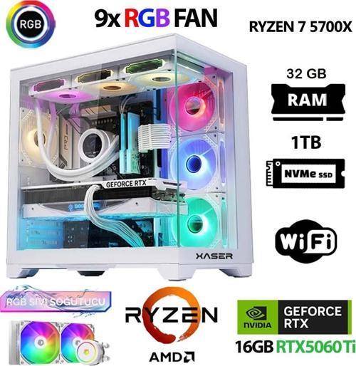 SovaX60 Ryzen 7 5700x 32GB Ram 1TB M.2 NVMe SSD 16GB RTX5060Ti Sıvı Soğutmalı Hazır Sistem Oyuncu Bilgisayarı