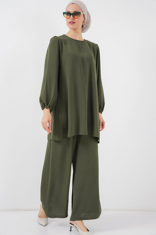 Ayrobin Tunik Pantolon Alt Üst Takım 6712 - Haki
