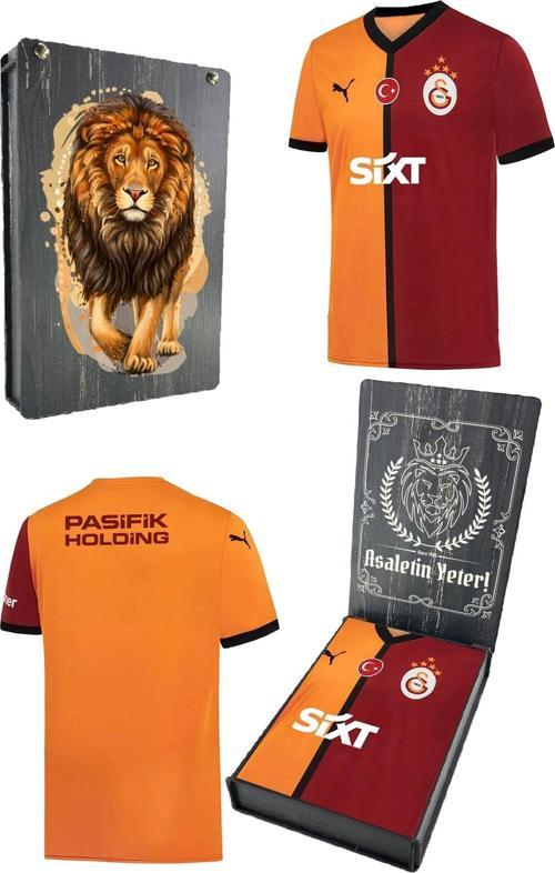 Orijinal 2024/25 Sarı Kırmızı 5 Yıldızlı Taraftar Forma Aslan Baskılı Ahşap Kutu