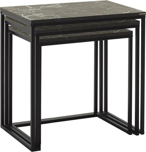 Profile 3'lü Zigon Sehpa - Mermer Desenli 55x57x40 Cm (gxyxd)