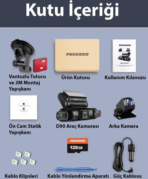 TEKNOTEG - OX - Pruveeo D90-4ch Fhd Wı-fı Gps + 128gb Sd Kart Kame