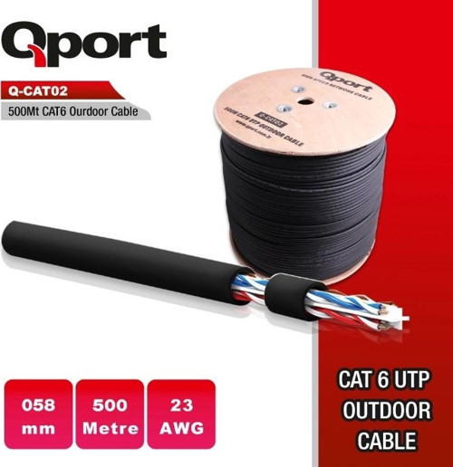 TEKNOTEG - OX - Qport Q-cato2 23awg 500m Makaralı Outdoor Siyah Kablo