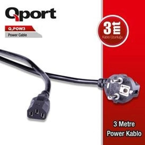 TEKNOTEG - OX - Qport Q-pow3 3 Metre Pc Power Kablosu