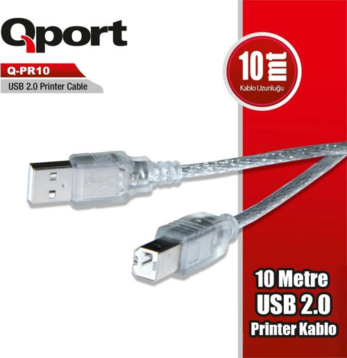 TEKNOTEG - OX - Qport Q-pr10 Usb 2.0 10 Metre Prınter Kablosu