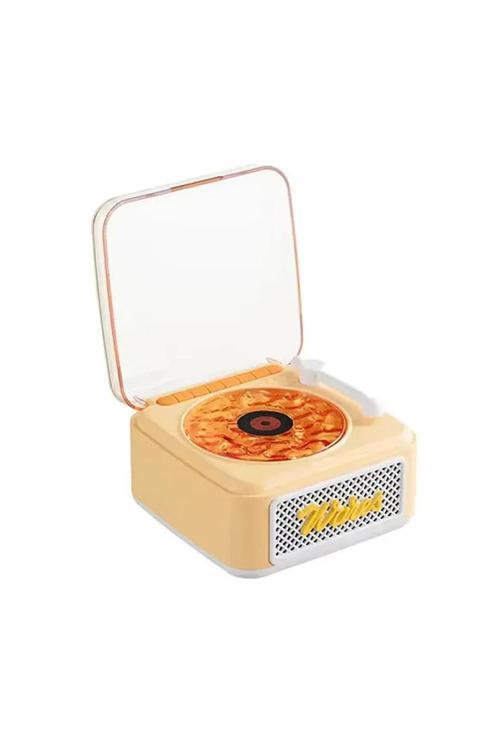 Nostalji Mini Plak Görünümlü Radyolu Bluetooth Hoparlör 3D Ses Dalgası Retro Müzik Plak
