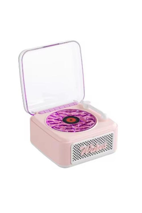 Nostalji Mini Plak Görünümlü Radyolu Bluetooth Hoparlör 3D Ses Dalgası Retro Müzik Plak