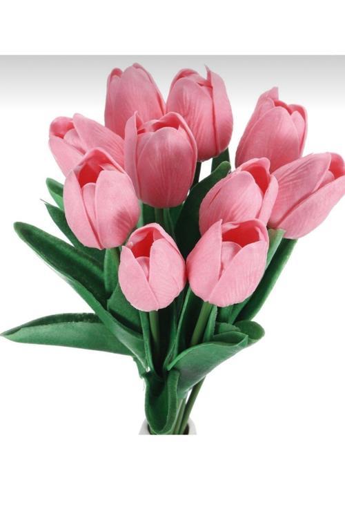16’lı Pembe Lale 30 Cm Ev Dekor Süsü