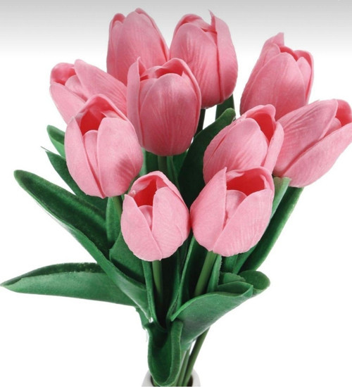 16’lı Pembe Lale 30 Cm Ev Dekor Süsü