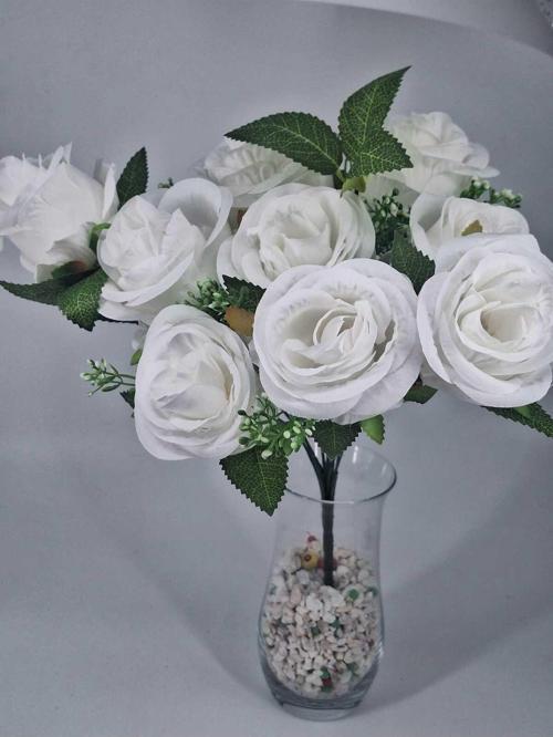 Beyaz Zerafet gülü 10 Dallı Ev Dekor 50 Cm