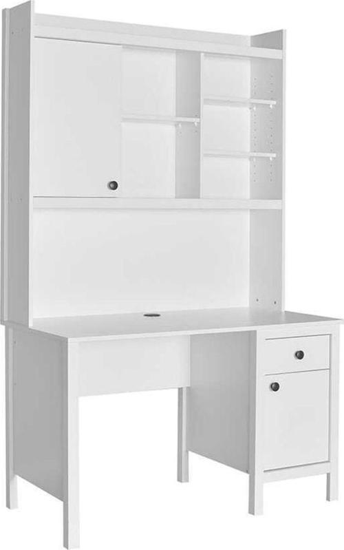 Rustik Raflı Çekmeceli Çalışma Masası-mat Beyaz 120x193x60 Cm (gxyxd)
