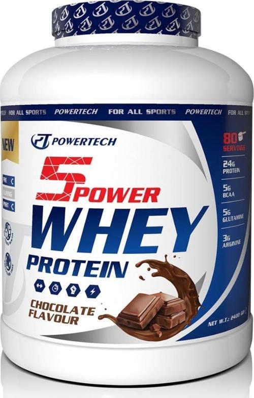 5Power Whey Protein 2400g 80 servis Çikolata Aromalı Protein Tozu