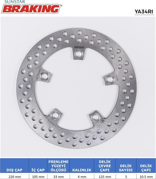 YAMAHA R6 R1 MT-10 YUVARLAK ARKA FREN DİSKİ ARKA 2006-2010