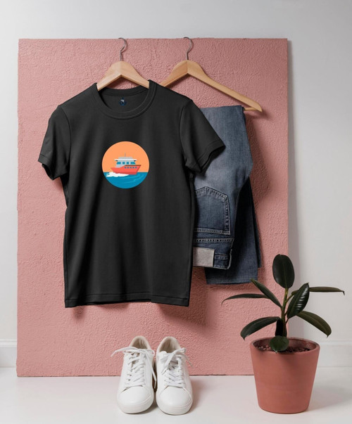 Oversize Cartoon Gemi Tasarım unisex T-shirt