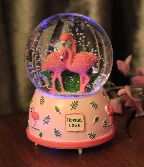 Kar Küresi Işıklı ve Müzikli Flamingo Büyük Boy
