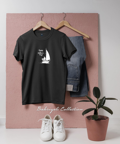 Oversize Babalar Günü Happy Fathers Day Yelkenli Tasarımlı Unisex T-Shirt