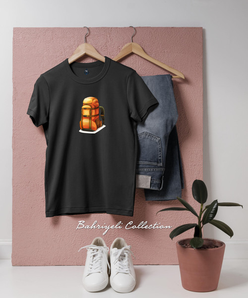 Oversize Backpacking Travel turuncu çanta Tasarımlı Unisex T-Shirt