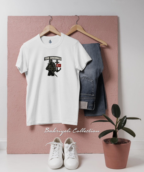 Oversize Türk Donanması Dalgıç Tasarımlı Unisex T-Shirt