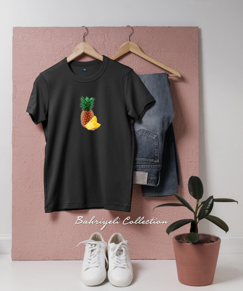 Oversize Juice Smoothie Pineapple ananas Tasarımlı Unisex T-Shirt