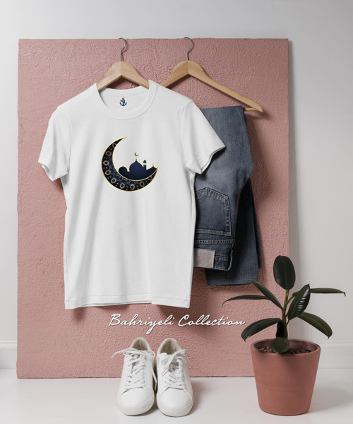 Oversize Ramadan Mosque Islam sembolü Tasarımlı Unisex T-Shirt