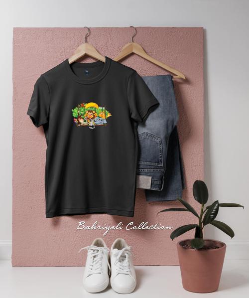 Oversize Safari cartoon Tasarımlı Unisex T-Shirt