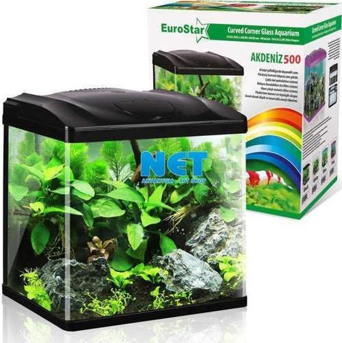 Akdeniz 500 Siyah Akvaryum 50x30x45 cm 4w ledli