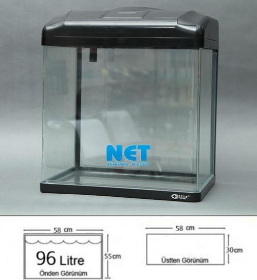 HX-580 ZF İthal Akvaryum Siyah 30x57x55 cm