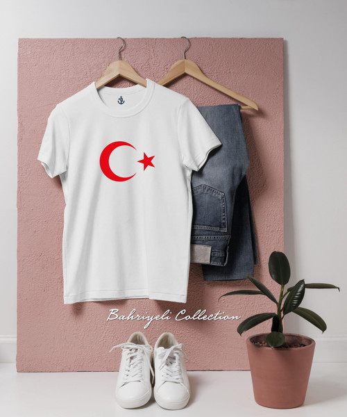 Oversize Ay Yıldız Tasarımlı Unisex T-Shirt