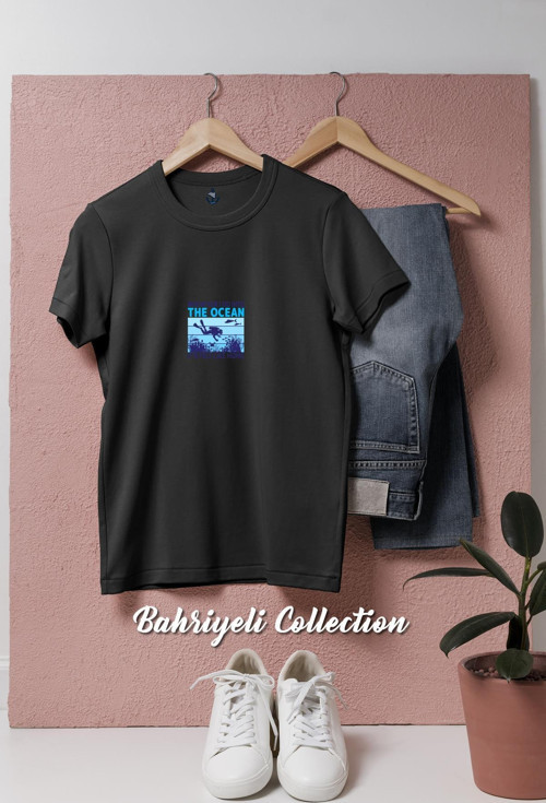 Oversize The Ocean Tasarımlı Unisex T-Shirt